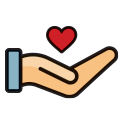 hand holding a cartoon heart graphic