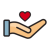 hand holding a cartoon heart graphic